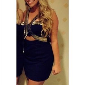 Black and silver beading mini dress